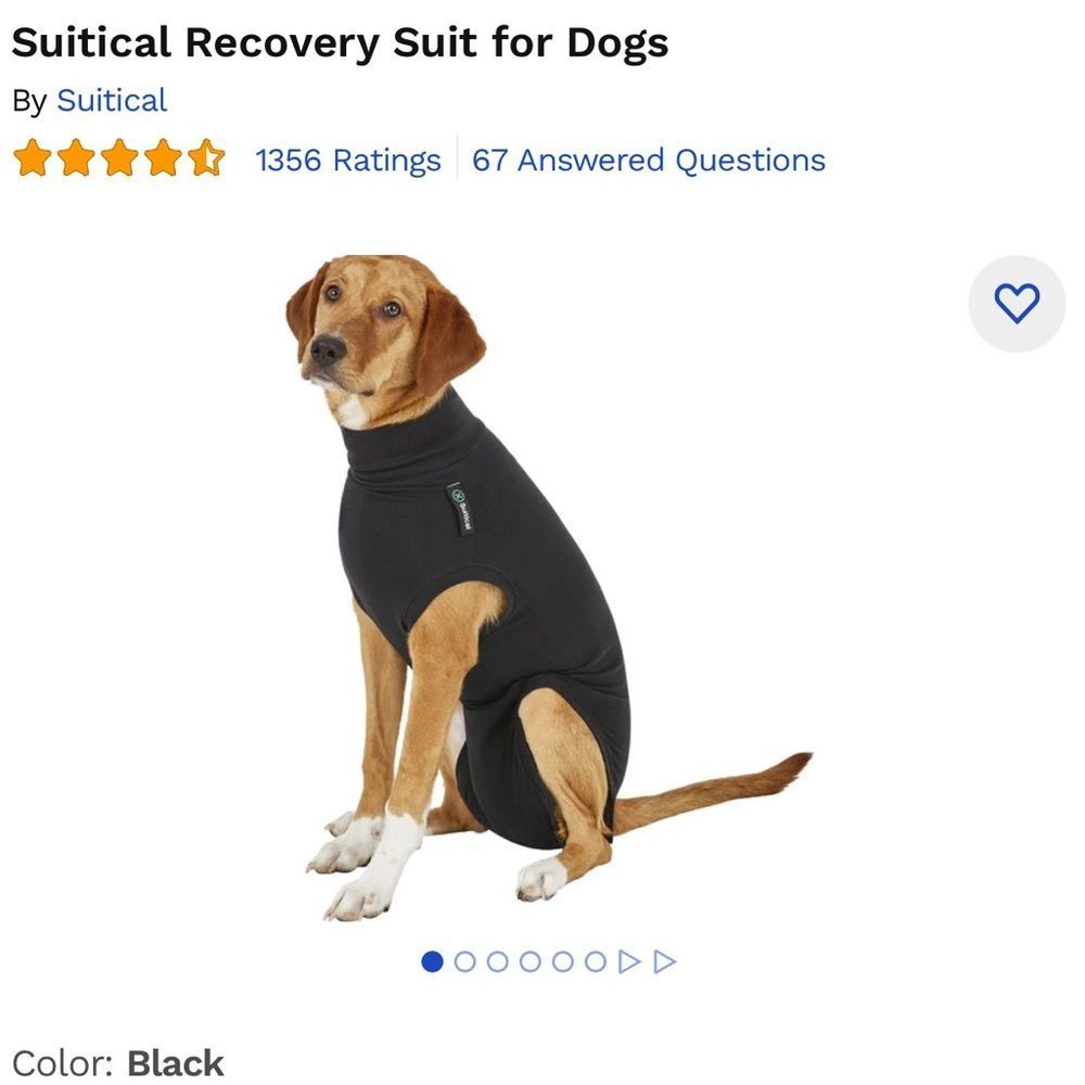 Suitical Recovery Suit for Dogs, Black, Medium NIB